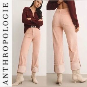 Antropologie Pilcro The Scotty Cuffed High-Rise Straight-Leg Jeans Corduroy Edi